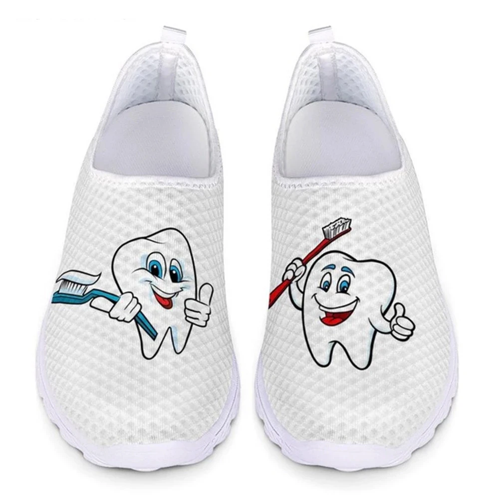 

Comemore Ladies 2023 Trend Women Mesh Ladies Shoes Light Casual Summer Flats White Sneakers Cute Cartoon Nurse Slip on Loafers