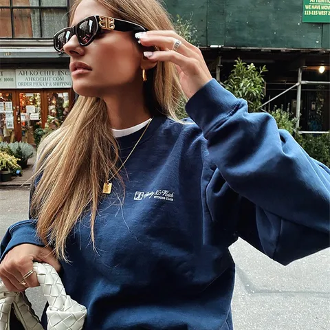 Spoty Make You Health Vintage Style Loose Cotton Autumn Thick Pullover For Women Vintage Style 80s 90s Street Fashion Sweatshirt