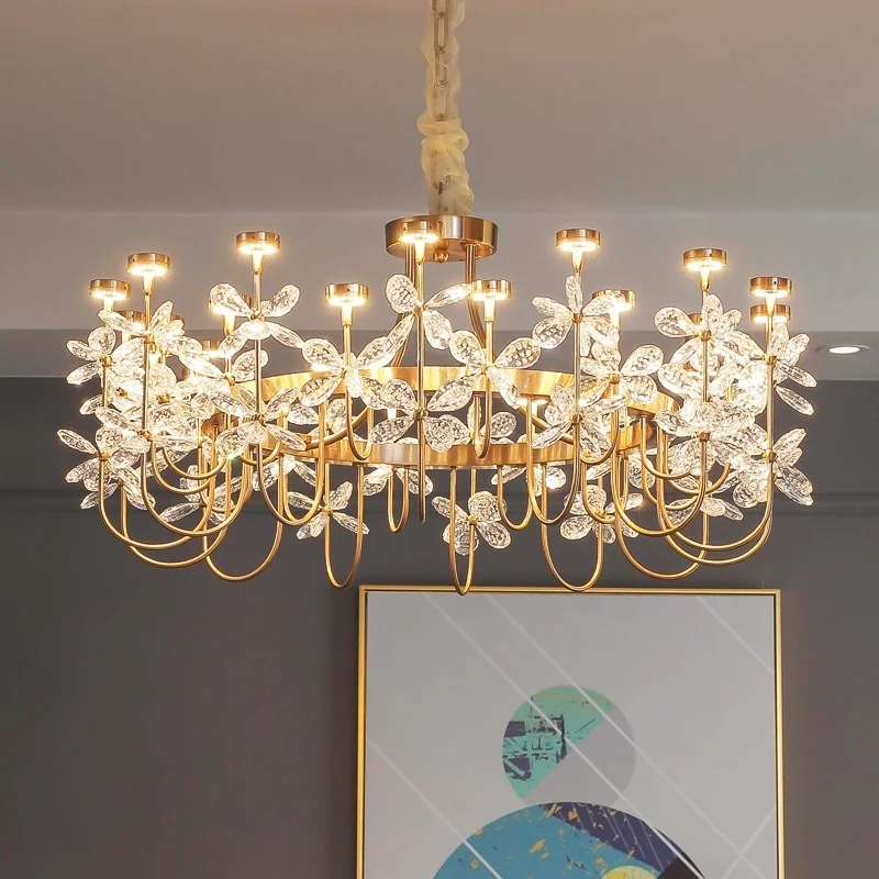 

Chandeliers LED Pendant Lamps Luxury Lighting Postmodern Iron Crystal Fixture Home Decoration Bedroom Living Room Villa Lustre