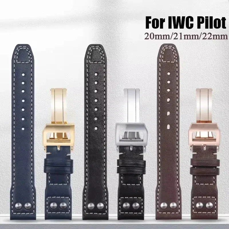 Фото Ремешок для часов IWC Big Pilot Mark 18, португальский ремень 20 мм, 21 мм, 22 мм, браслет для ремешка для ногтей Schaffhausen Willow №1