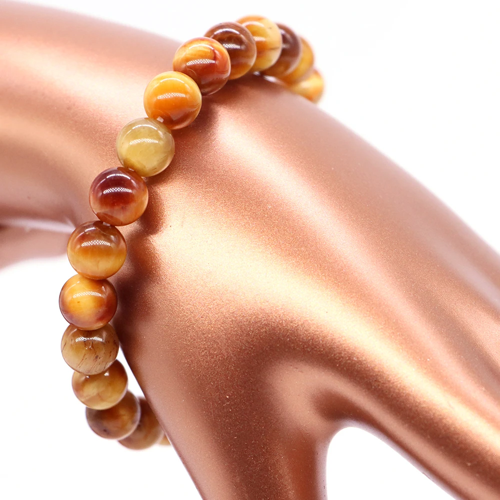 Браслет из натурального золотого камня тигрового глаза для женщин и мужчин