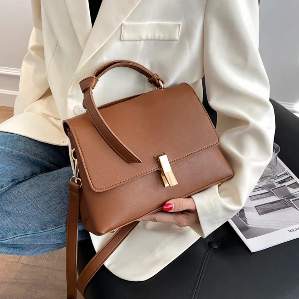 

Fashion Simply PU Leather Crossbody Bag for Women 2024 Solid Color Shoulder Messenger Bag Lady Travel Small Handbag Purses Sac