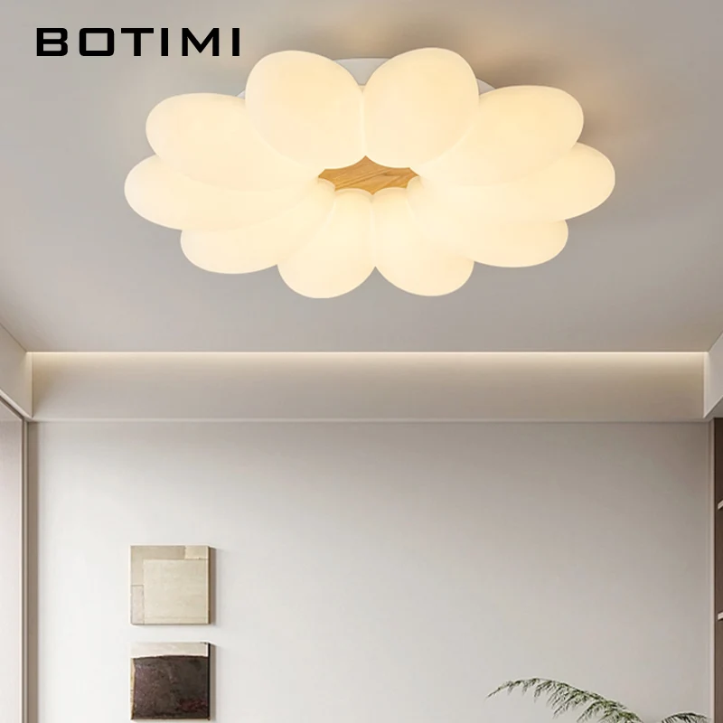 

BOTIMI Flower Ceiling Lights With Remote Control For Bedroom Interior Design Ceiling Mounted Rooms Acrylic Lighting Fixtures