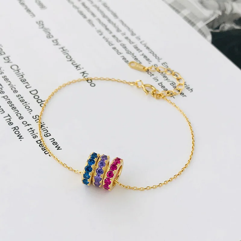 

Chenfengfumeng S925 Sterling Silver Bracelet Multi-Color Zircon Bangel Female Rings Charm Bracelet Special Design Jewelry