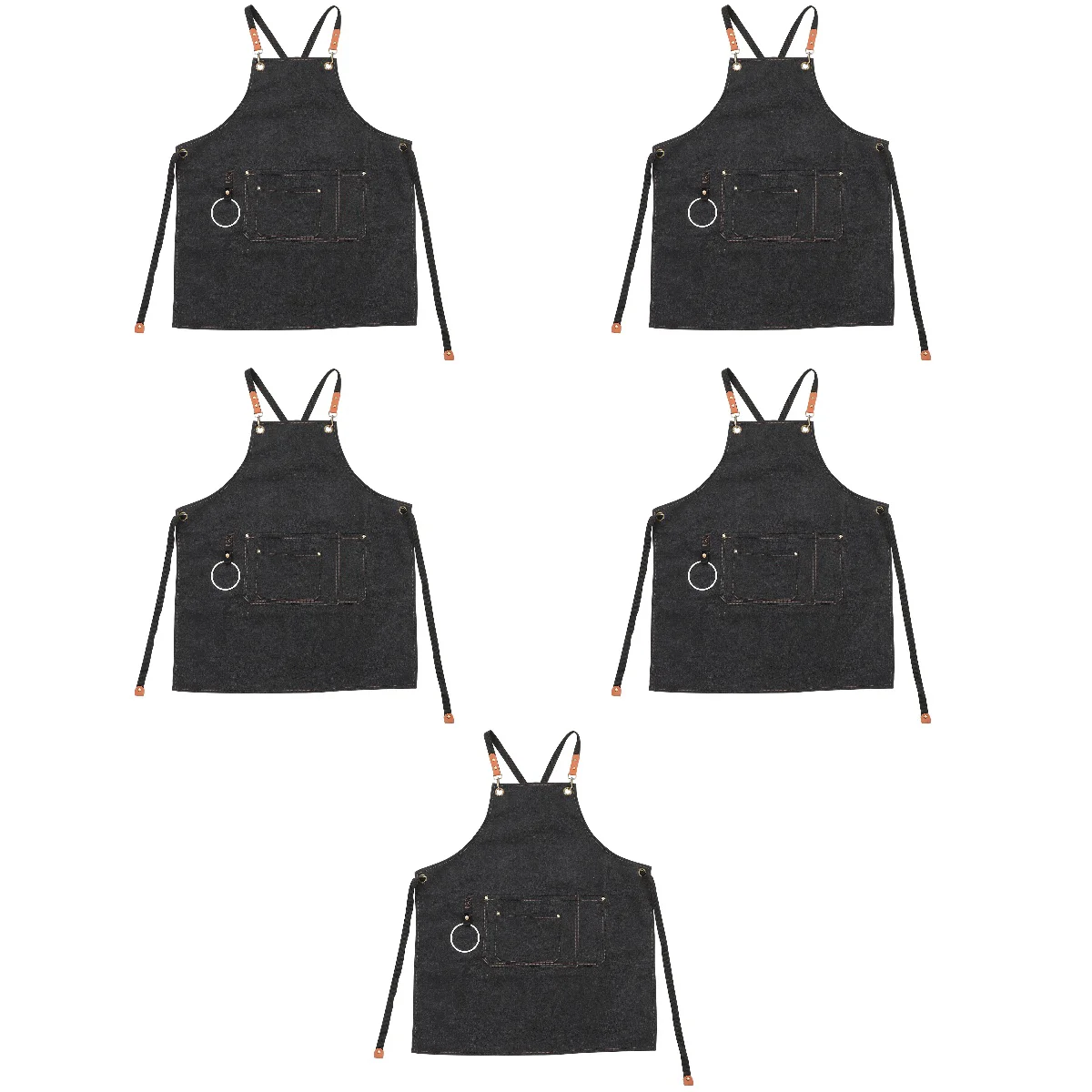 

5pcs Chef Apron Adjustable Canvas Bartender Apron Salon Apron Hairdresser Apron