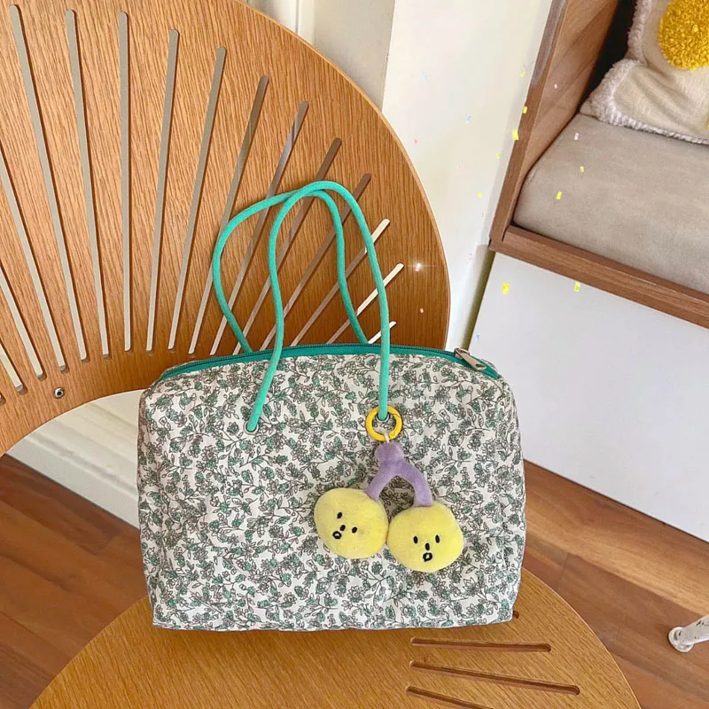 

Стеганая Хлопковая сумка на плечо Hylhexyr с зелеными цветами, Вместительная женская сумка, портативные сумки для мамы на молнии