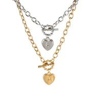 stainless steel necklace for women a z letter necklaces wholesale heart pendant necklaces couple love charm chain jewelry gift