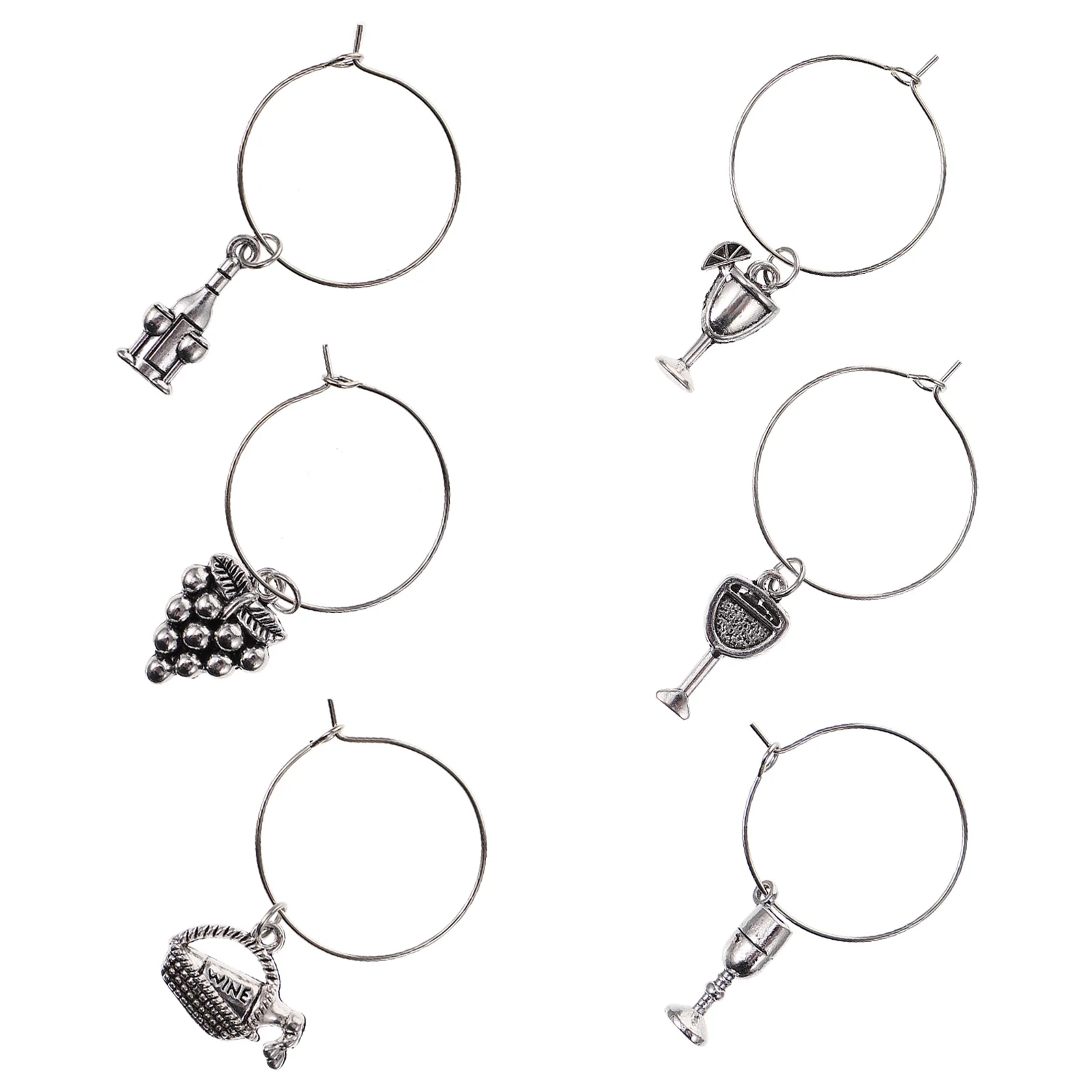 

6pcs Metal Glass Rings Creative Glass Decorations for Party (Silver)