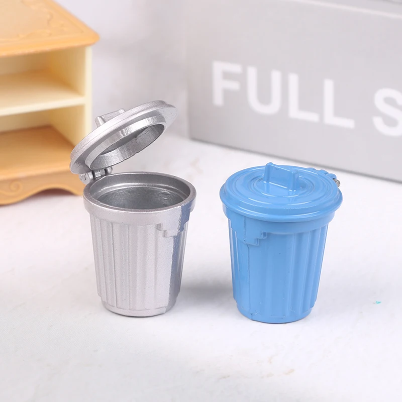 Simulation Waste Bin Garbage Can Model Toys Doll House Furniture Decoration