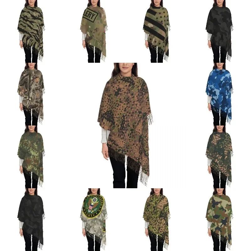

Personalized Printed Pea Dot Military Camo Scarf Women Men Winter Fall Warm Scarves Army Tactical Camouflage Shawl Wrap