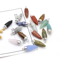 natural stone pendants plated tiger eye opal crystal pendulum charm for jewelry making diy women necklace earring gifts