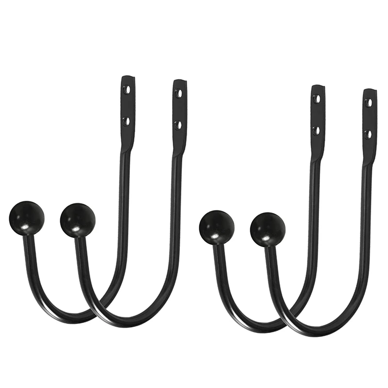 

2X Curtain Holdbacks,Wall Mounted Curtain Tieback Hooks,Metal Decorative Window Drapery Holder Curtain Hook, Black