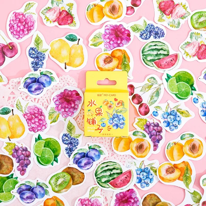 

45 шт наклейки в коробке арбуз, киви клейкие наклейки милые канцелярские принадлежности Декоративные счастливый день Скрапбукинг 4 см