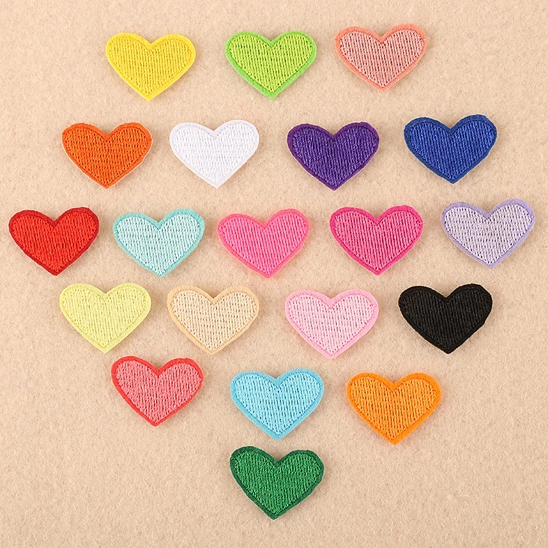

20Pcs Assorted Colors Cute Mini Heart Sew/Iron On Appliques Embroidery Patches Badges Garment Embellishments for Clothing Art DI