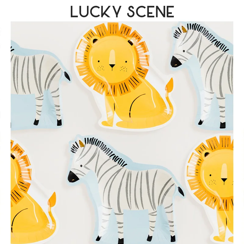 

Jungle Animals Disposable Paper Plates Lions Zebras Children Birthday Parties Disposables S01734