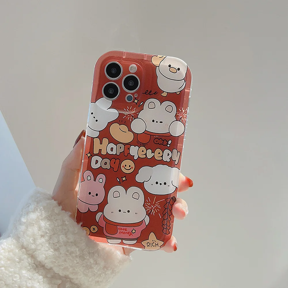 Lovely Rabbit Fireworks Phone Case For Iphone 14 13 12 11 Pro Max X XR XSMAX 7 8 Plus SE TPU Case Cover New Products