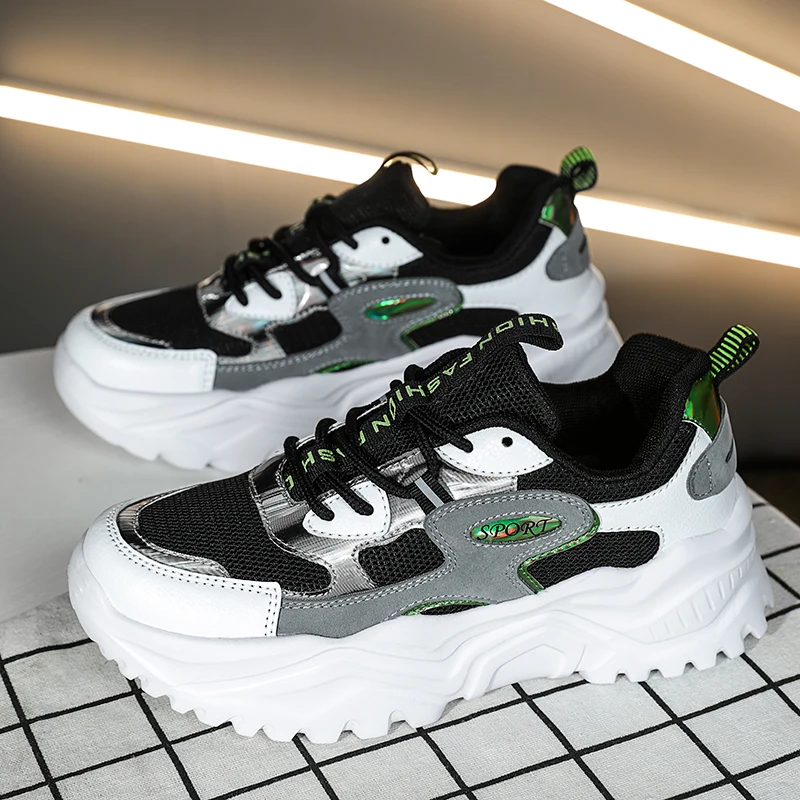 

2022 New Women Walking Sneakers Comfortable Wear-Resisting Casual Shoes Thick Sole Old Dad Shoes Breathable Low Top Sneakers