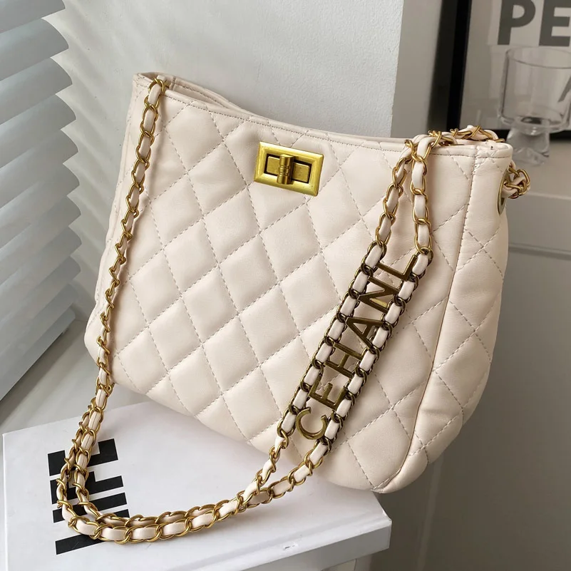 

High-quality Women's Rhombus Chain Shoulder Bag 2022 New Net Red All-match Bucket Bag Simple Armpit Bag Fashion Women's Bag