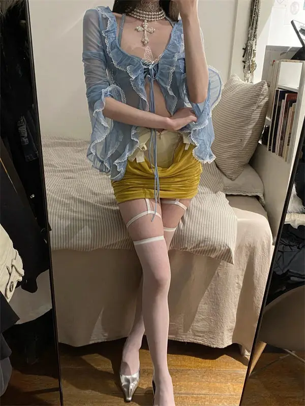 Дизайнерская Солнцезащитная рубашка с оборками новая летняя нишевая во