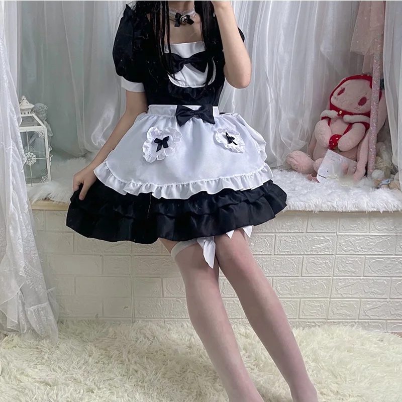 

Mandylandy Japanese Style Maid Costume Cos Costume Cute Suit Dress Lolita Dress Maid Kawaii Lolita Dress Lace Maid Costume