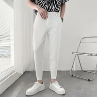 summer black white suit pants men slim fashion social mens dress pants british style casual pants mens office formal trousers