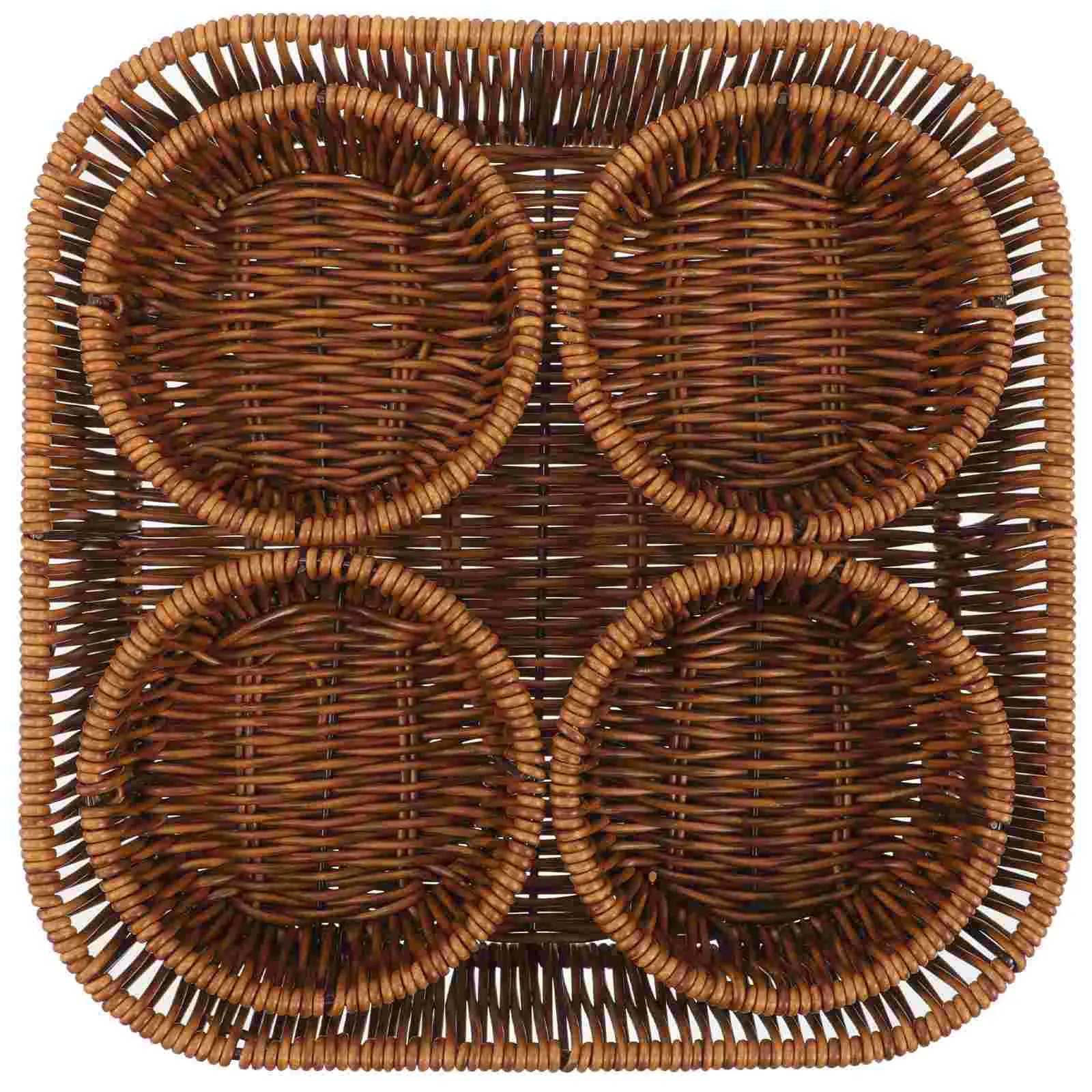 

Rattan Storage Basket Food Large Baskets Compartment Dried Fruit Woven Pp Small Snack Round