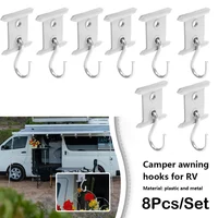 8Pcs Camping Awning Hooks Clips RV Tent Hangers Light Hangers For Caravan Camper S Hook Holders Equippments Helping Hold