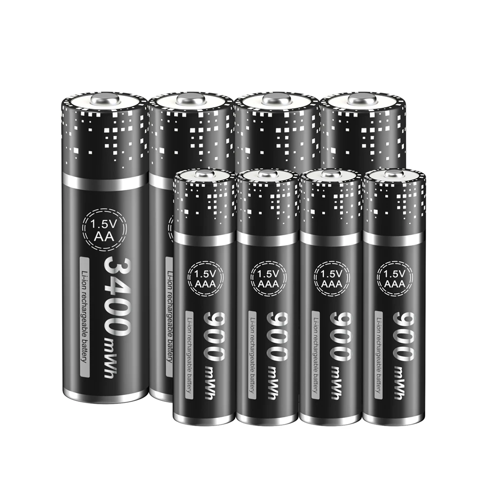 

3400mWh 1.5V 2a AA Rechargeable Battery and 900mWh 1.5v 3a AAA Li-ion Lithium Rechargeable Batteries for Toys Camera Flashlight