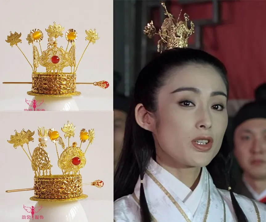 Золотая тиара с волосами для принца унисексуальный костюм чжаомина Корона