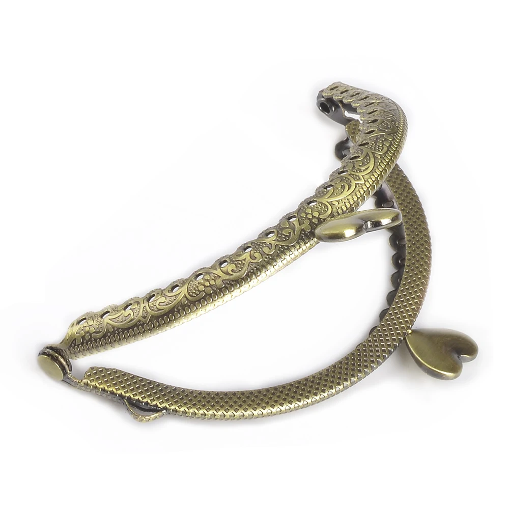 10pcs/lot DIY8.5cm Round Metal Purse Frame Handle for Clutch Bag Accessories Making Kiss Clasp Lock Antique Bronze Bags Hardware