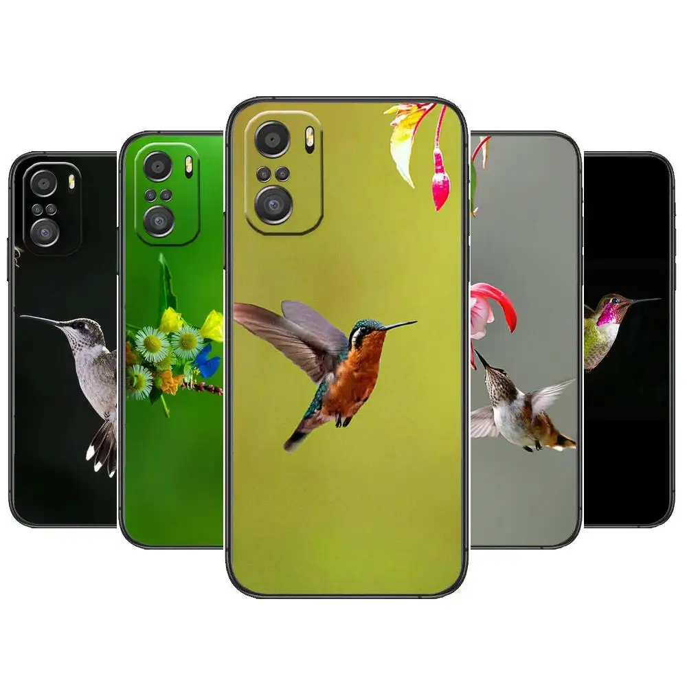 

pretty Hummingbird For Xiaomi Redmi Note 10S 10 9T 9S 9 8T 8 7S 7 6 5A 5 Pro Max Soft Black Phone Case