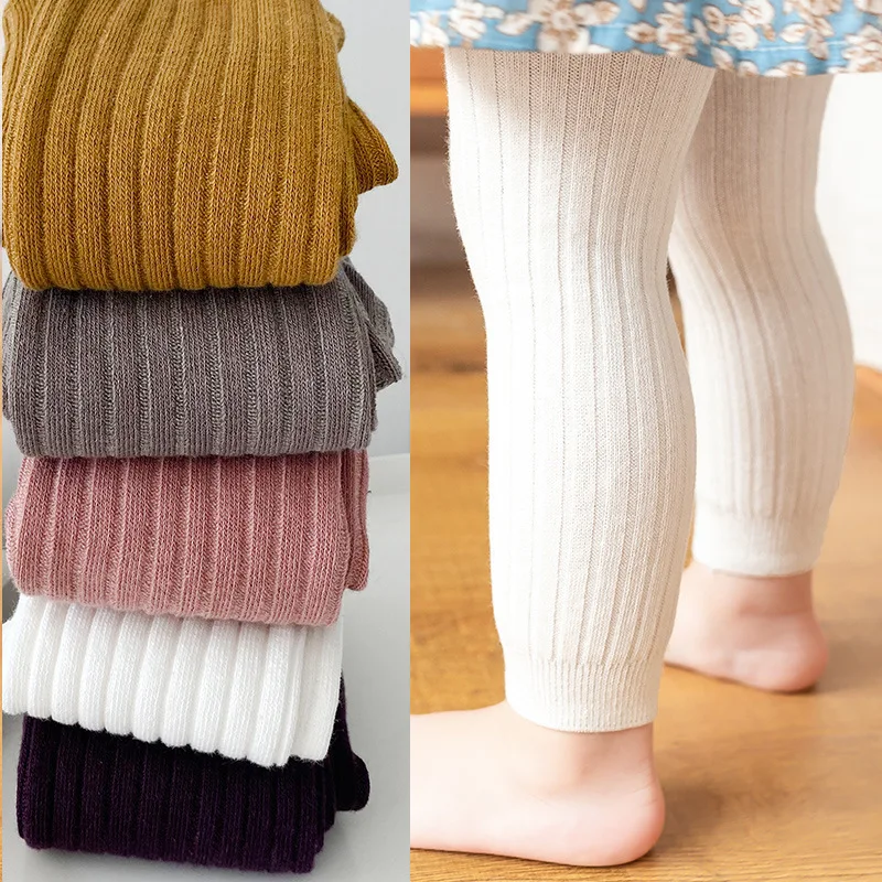 Spring Autumn Baby Pants Newborn  Leggings Soild Color Cotton Ribbed Pants Kids Children Leggings 0-6 Years for Girls Boys