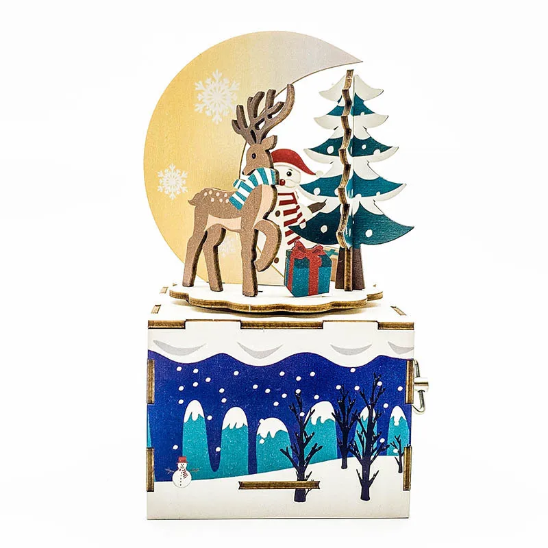 

Montessori Toys Elk Color Music Box Wooden Building Blocks 3D Puzzle DIY Children Adult Gifts Crafts Gifts Educational Classics