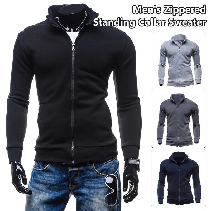 

Новая мужская повседневная верхняя одежда, спортивное пальто с капюшоном, спортивная куртка на молнии для осени и зимы, однотонная Толстовка для гольфа