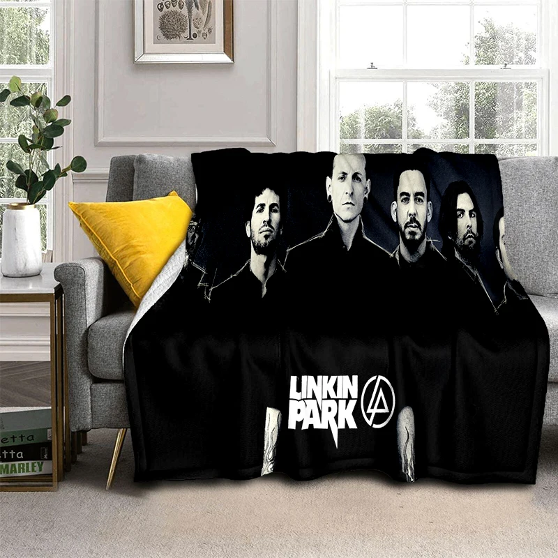 Фото Горячее классическое мягкое плюшевое одеяло L-Linkin Park Rock Band, фланелевое одеяло для гостиной, спальни, пикника, кровати, дивана №5