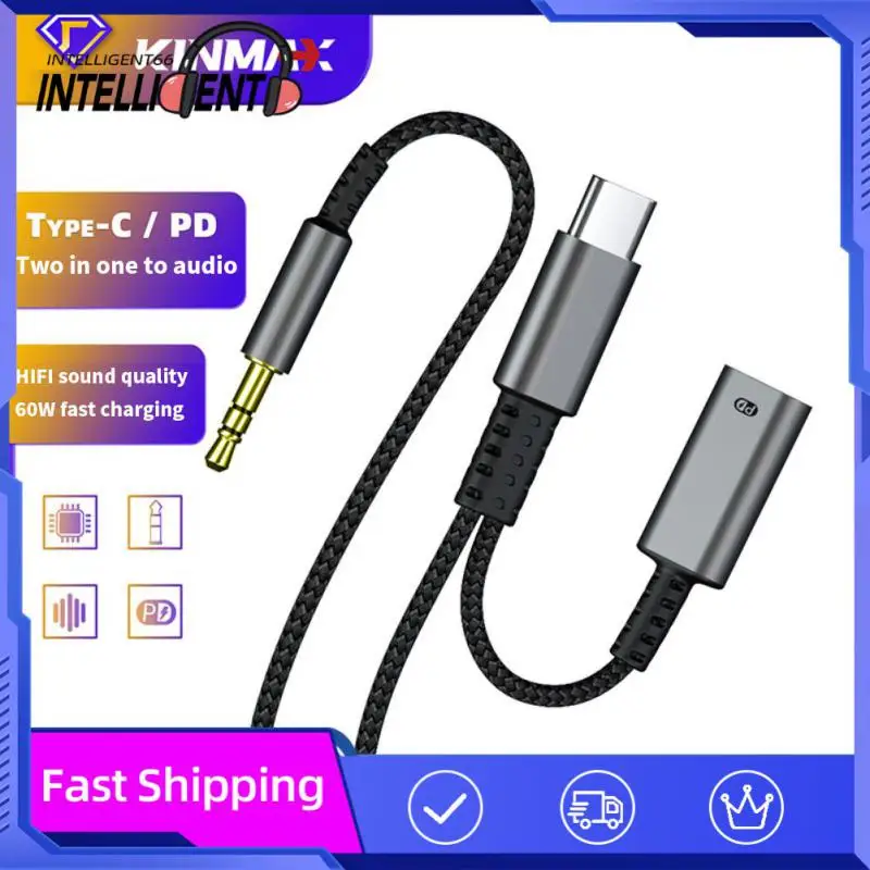 

Aluminum Charger Adapter Hifi Portable Usb C To 3.5mm Headphone Usb C To Aux Pd 60w Mic Jack Dongle Cable Fast Charging