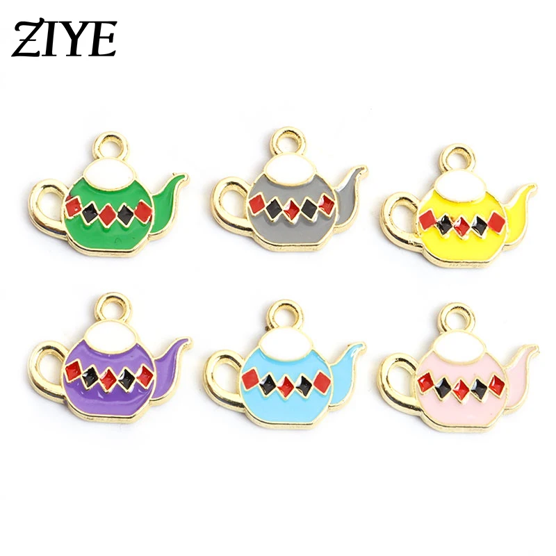 

10pcs 17*15mm Enamel Teapot Charms for Jewelry Making Pandent Necklace Cute Earring DIY Handmade Gold Accessories Alloy Findings