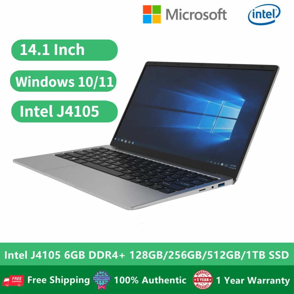 2022 Cheap Student Portable Laptop Windows 11 Notebooks 14" 1920X1080 Intel Celeron J4105 6GB RAM+1TB Mini Game Wifi Computer