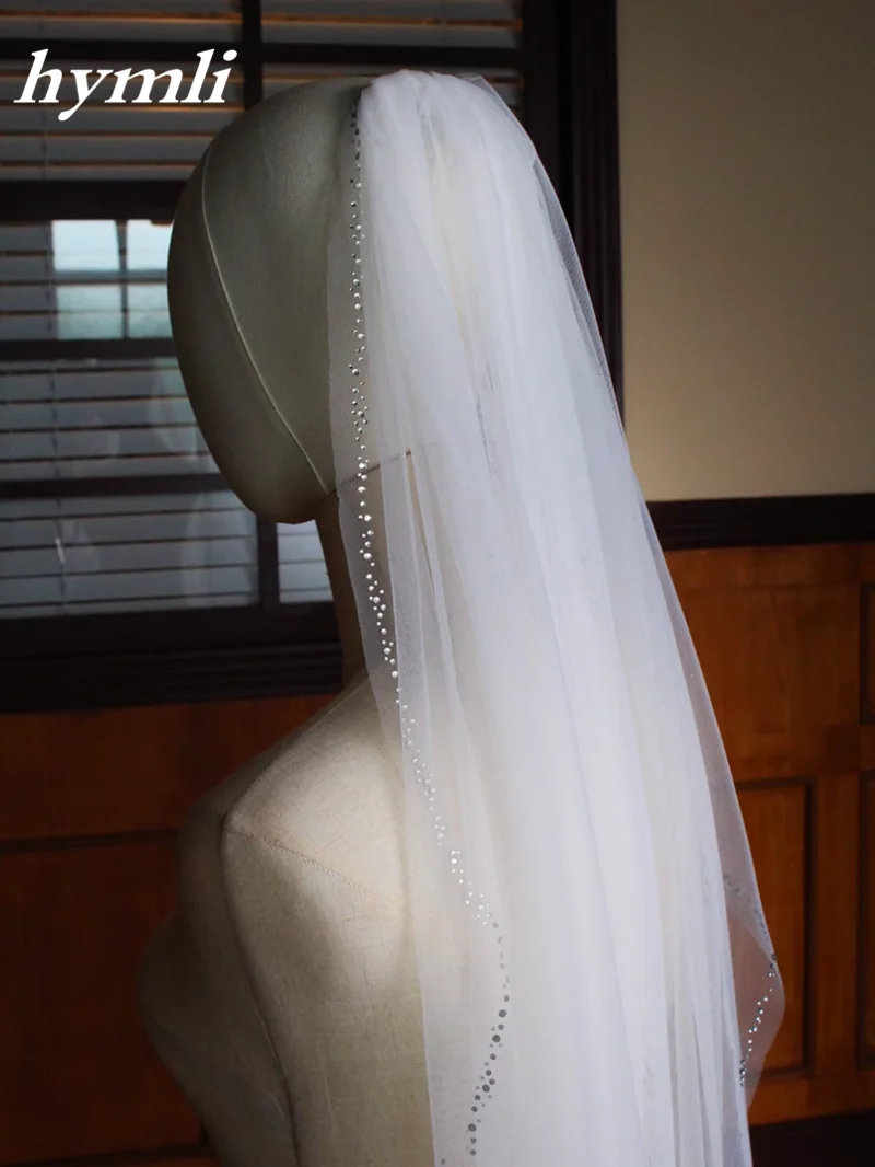 Новый стиль одноуровневая свадебная фата длиной до кончиков пальцев из тюля с