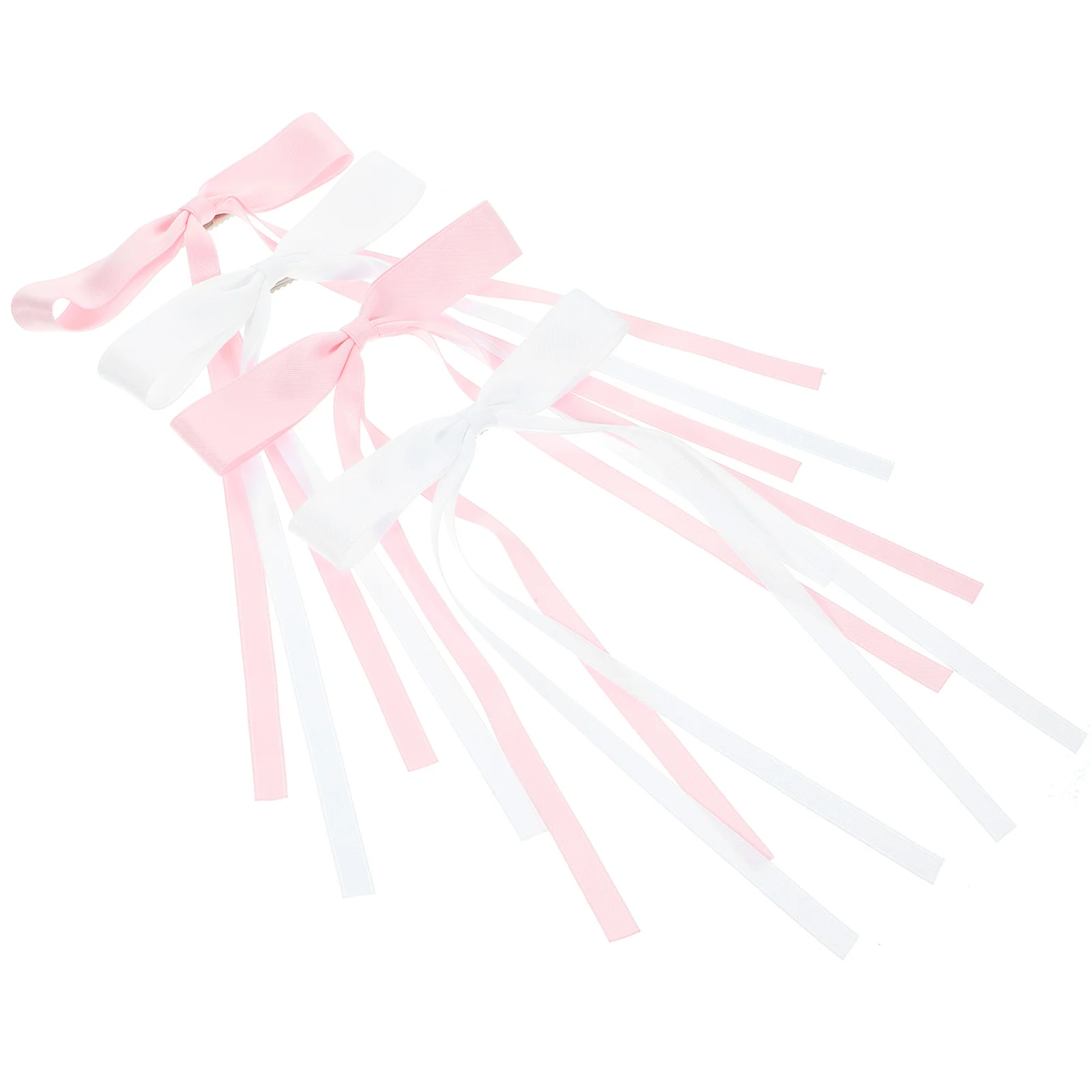 

4 Pcs Bow Hairpin Large Clip Women Clips Long Accessory for Ribbons Big Bridal Tassel Bows