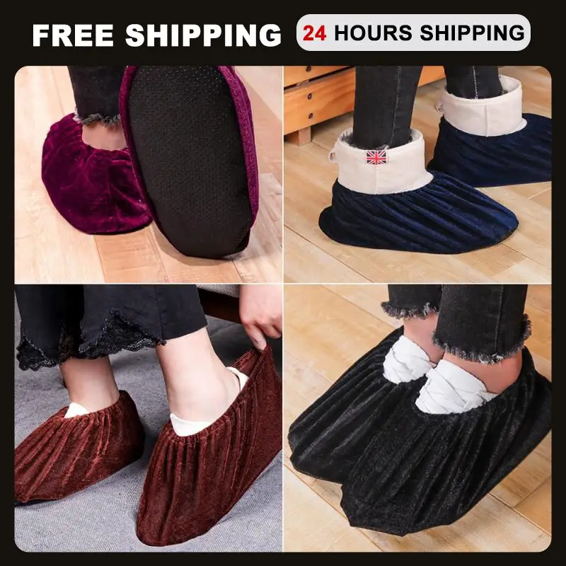 

Flannel Shoes Covers Washable Shoe Covers Elasticity Reusable Dust-proof Portable Overshoes Shoe Accessories Keep Floor Cleaning