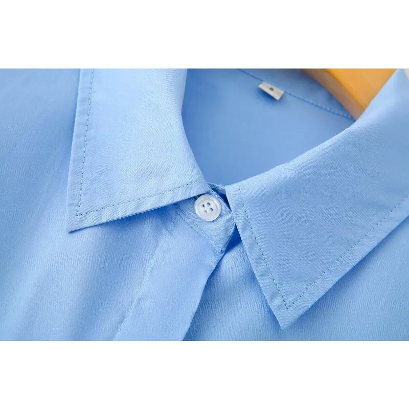 TRAFZR женская рубашка свободного покроя 2025 хлопковая с воротником на пуговицах и