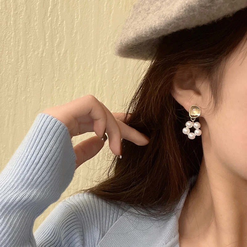 Серебряные игольчатые серьги S925 асимметричные металлические висячие с