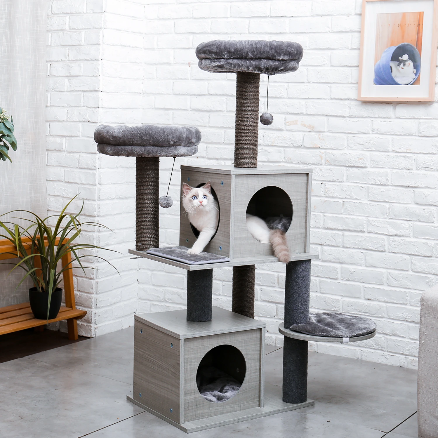 

Drop shipping Cat Tree House Condo Perch Entertainment Playground Stable Furniture for Cat Kitten Playing Multi-Level Tower Cozy