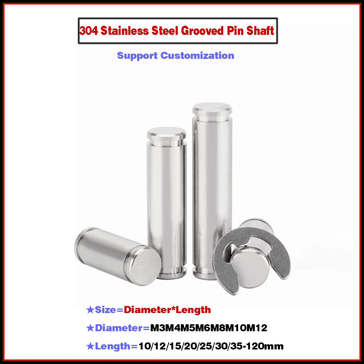 

Вал штифта с рифленым штифтом из нержавеющей стали 304/стопорный штифт с двойной головкой и стопорным кольцом/цилиндрический штифт M3M4M5-M12