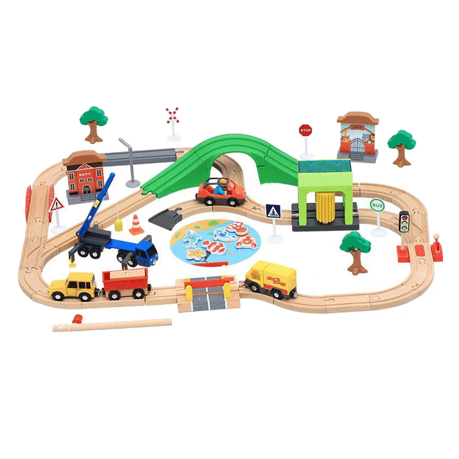 

Children Wood Busy City And Train Set for Thomas Children Railroad