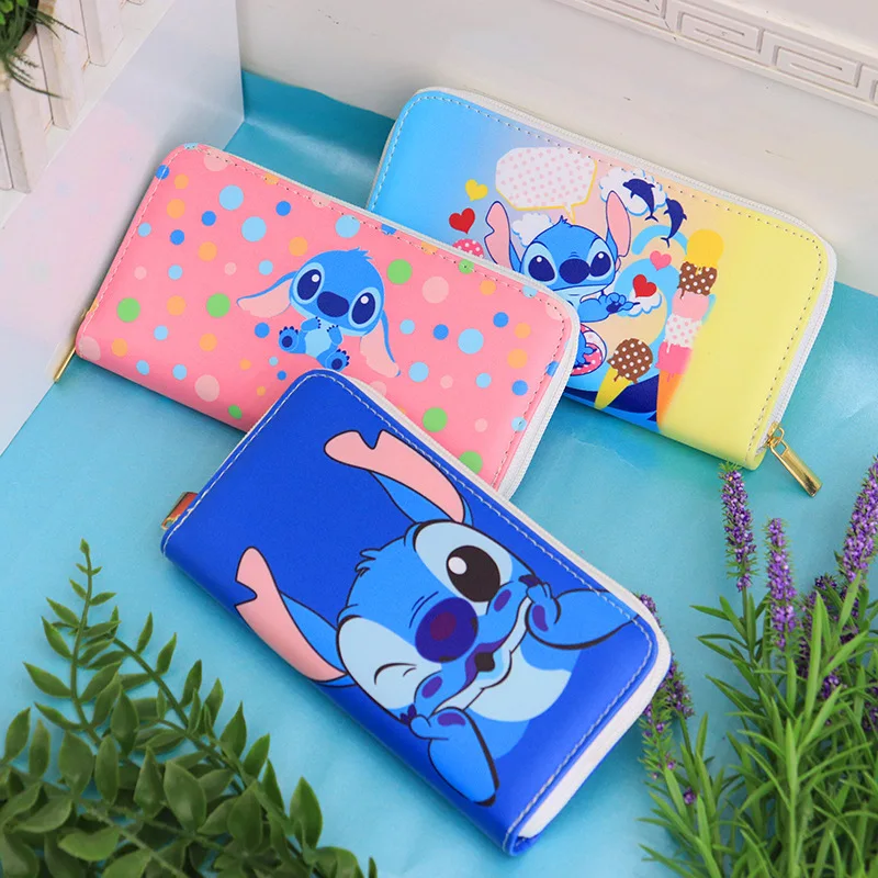 

Disney Girl Wallet for Women Cartoon Coin Bag Stitch Lovely Cartoon PU Children Multi-Card Long Purse Kids Handbag