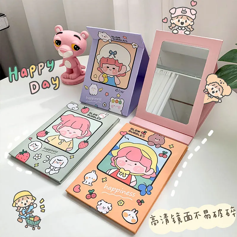 

Korean Kawaii folding machine mirror Cartoon dressing mirror Dormitory mirror