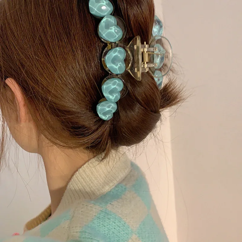 

Elegant Water Ripples Love Hairpin Woman Ponytail Claw Clip Fashion Sweet Hair Clip Headwear Minimalist Style Hair Accessories