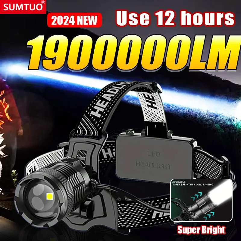 2024 ультрамощный фонарь супер яркий Головной дальнего действия USB Аккумуляторный
